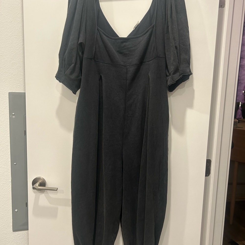 Black Puff Sleeve Jumpsuit